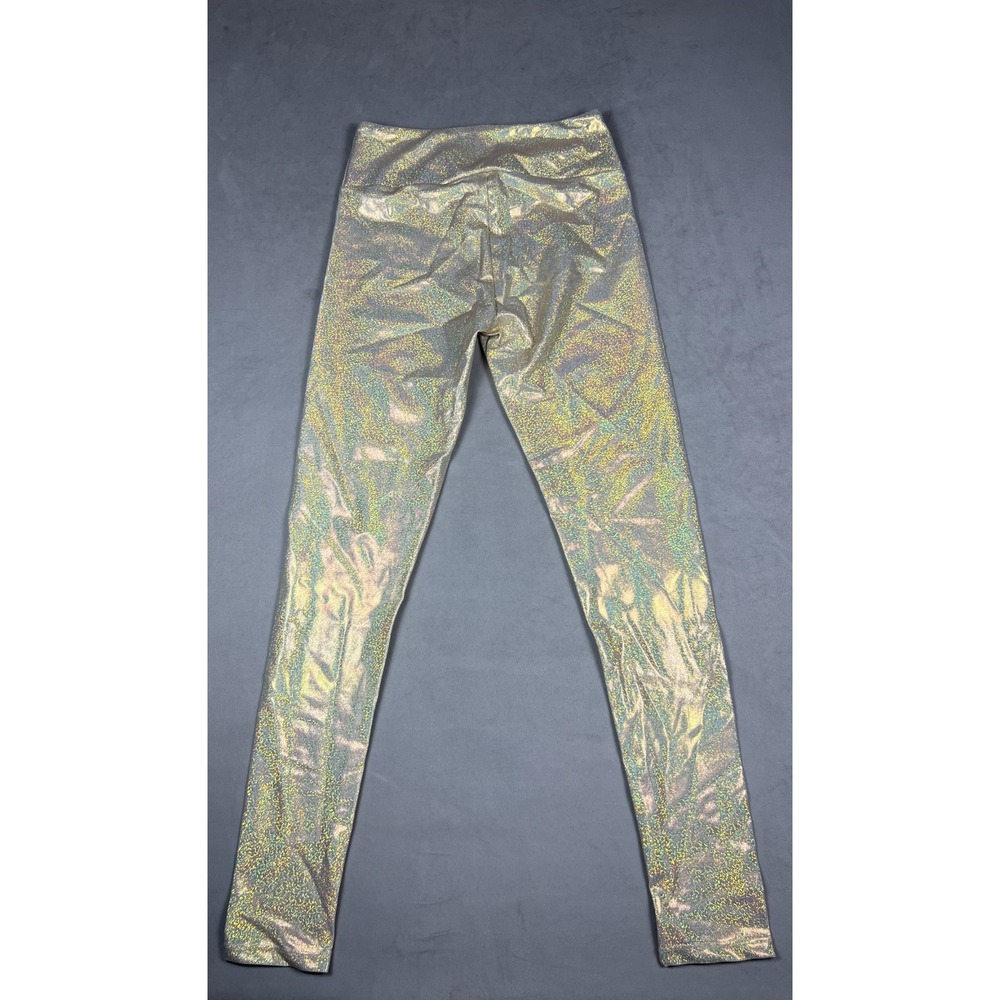 Do What You Want Womens Holographic Gold Iridescent High Waisted Leggings Small - Picture 2 of 3